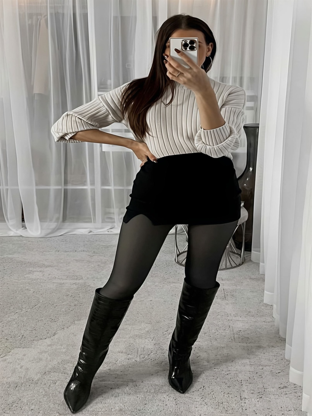 

DUNBERRY LONDON Women Fleece Semi Sheer Warm Pantyhose Stockings Thick Tights, Black
