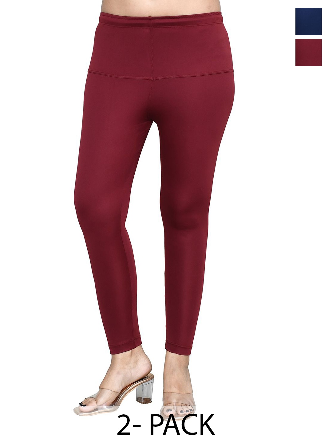 

RAPL Women Pack Of 2 Cotton Blend Breathable Ankle Length Leggings, Blue