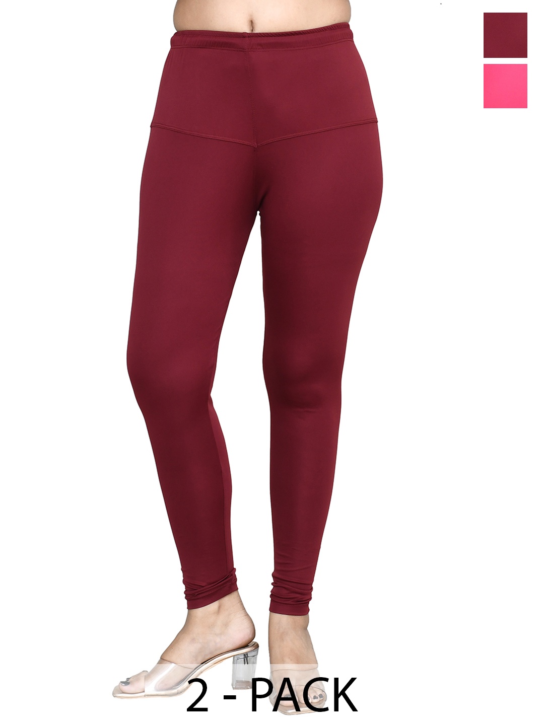 

RAPL Women Pack of 2 Cotton Blend Breathable Churidar Length Leggings, Pink