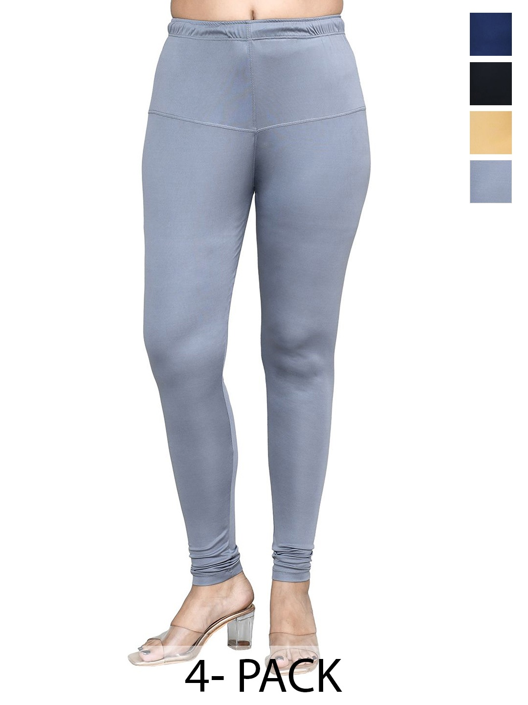 

RAPL Women Pack of 4 Cotton Blend Breathable Churidar Length Leggings, Grey