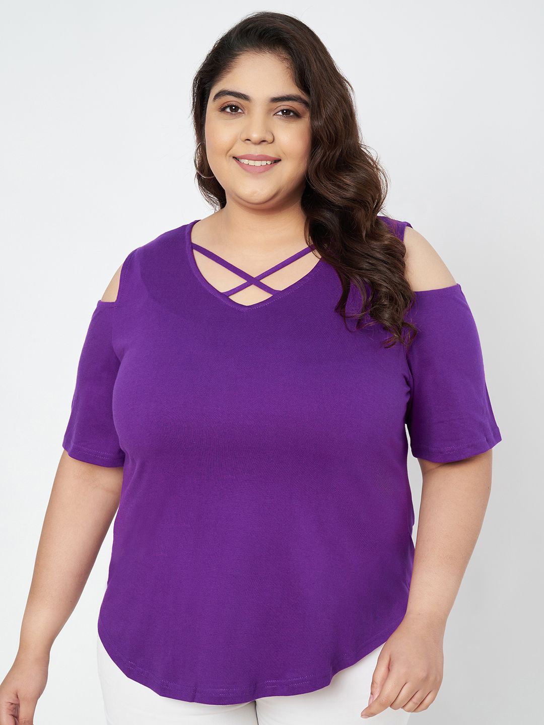 

BRINNS Cut Out Detail Cotton Top, Purple