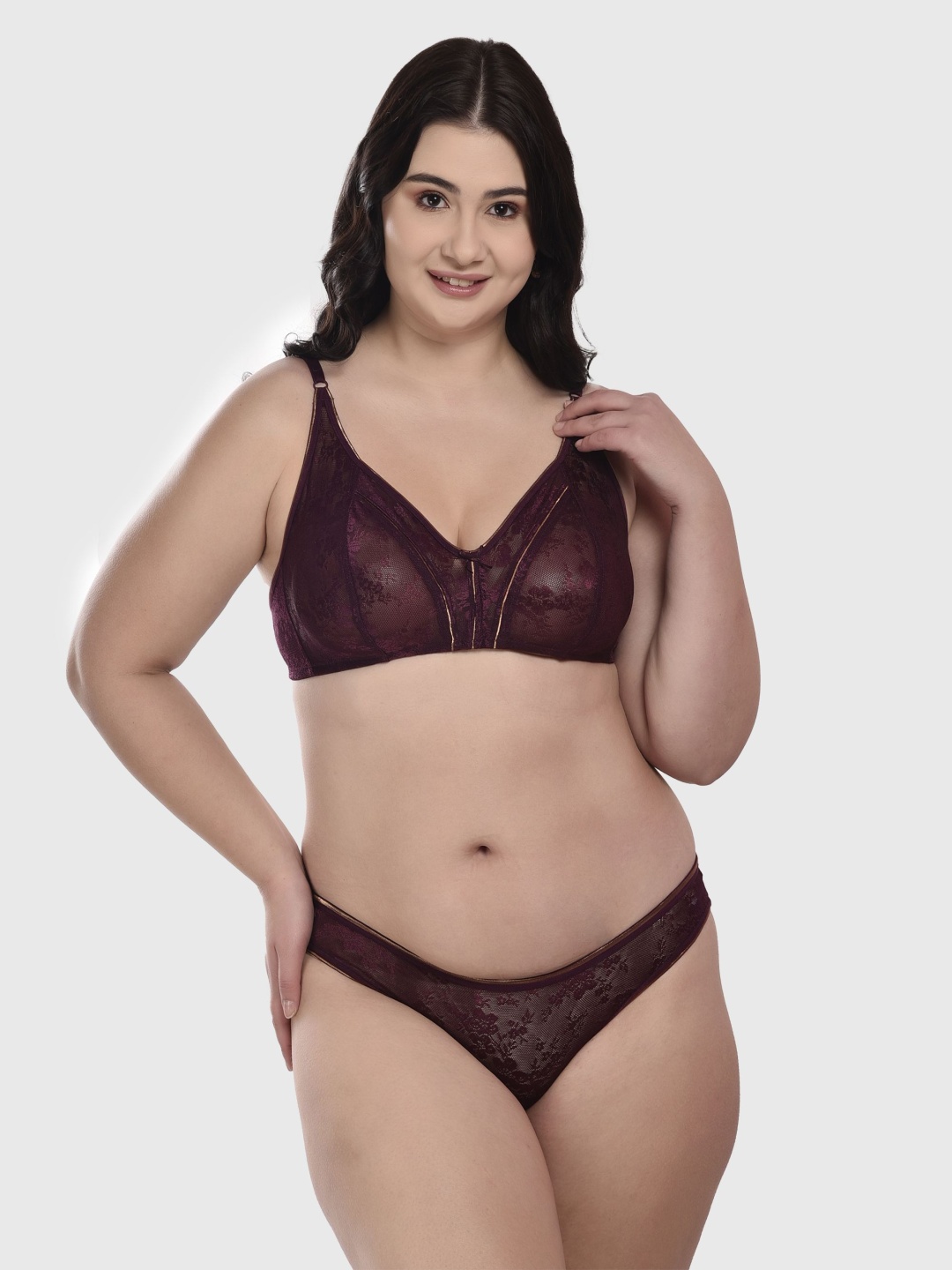 

DressBerry Women Self-Design Lingerie Set, Burgundy