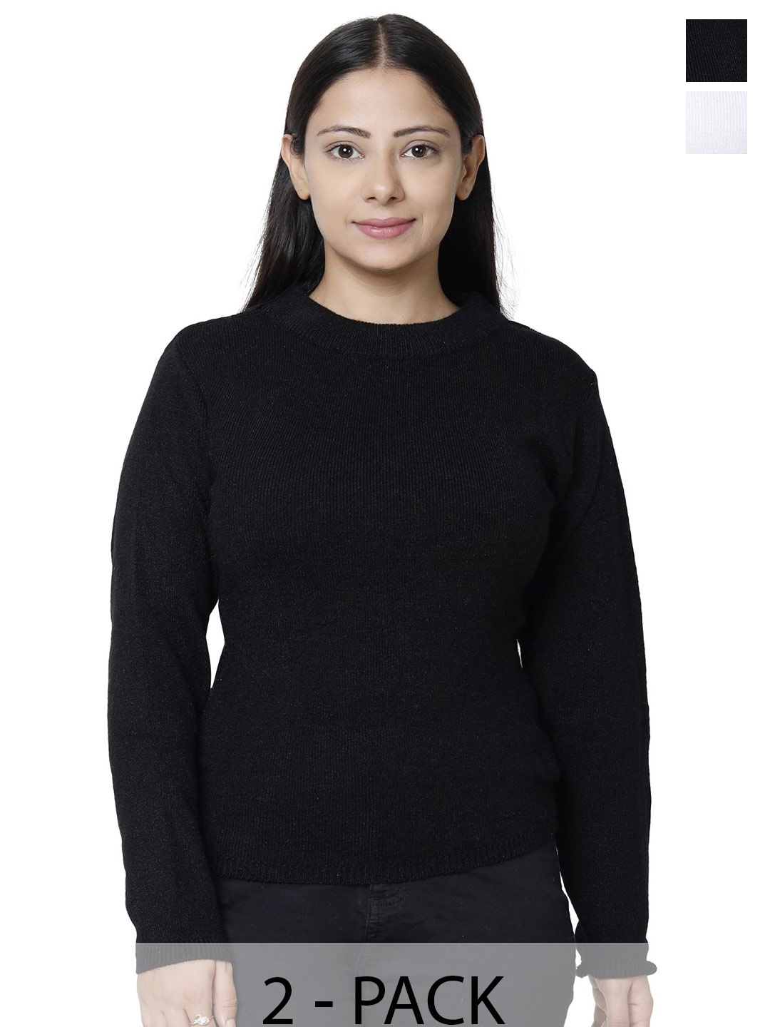 

IndiWeaves Women Pack Of 2 Woollen Pullover, Black