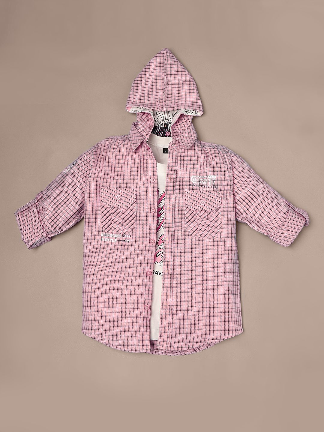 

Ridokidz Boys Shepherd Checks Opaque Checked Casual Shirt, Pink