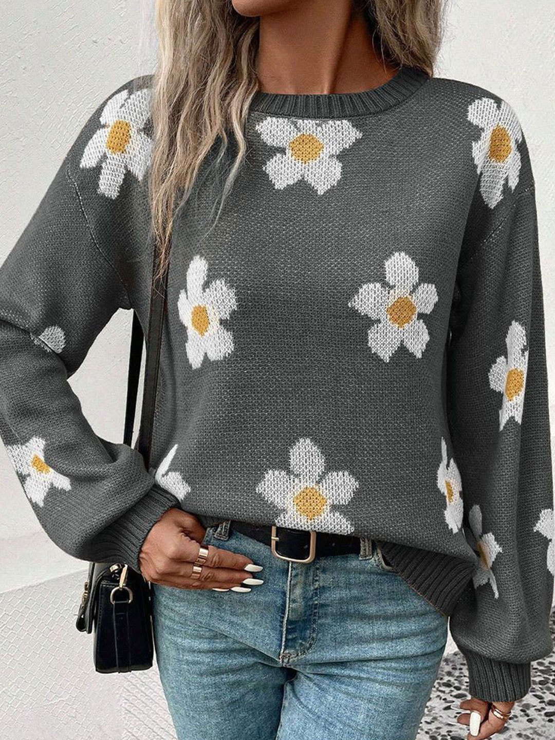 

DressBerry Women Floral Print Top, Grey