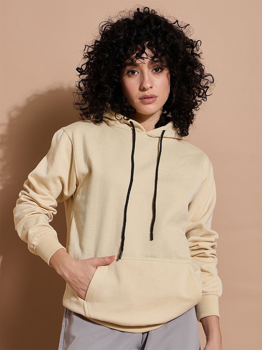 

TABADTOD Women Printed Hooded Sweatshirt, Beige