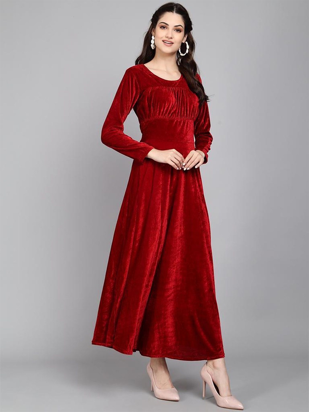 

WESTCHIC Velvet A-Line Maxi Dress, Red