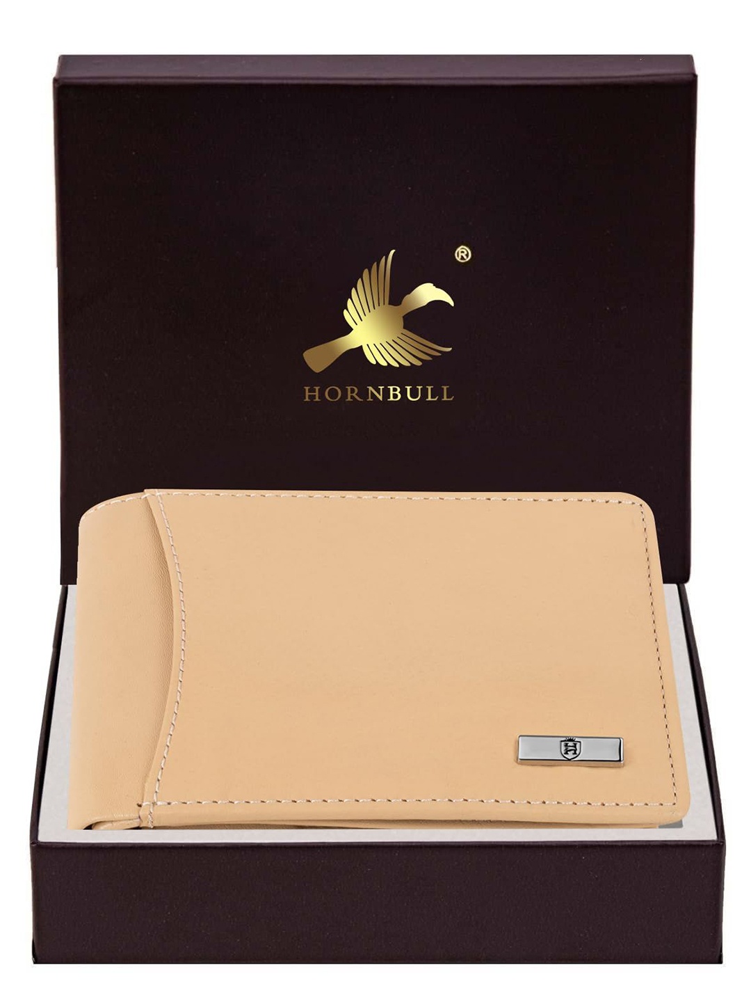 

Hornbull Vegas Dune RFID Protected Genuine Leather Two Fold Wallet, Beige