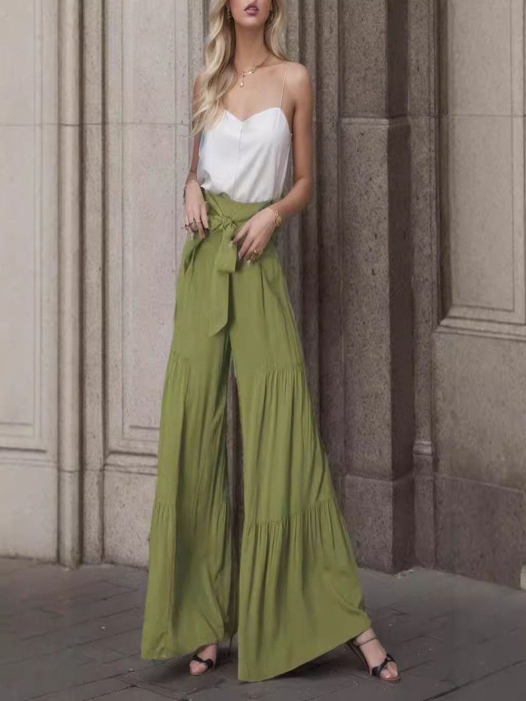 

StyleCast Women Loose Fit Wide Leg Trousers, Green