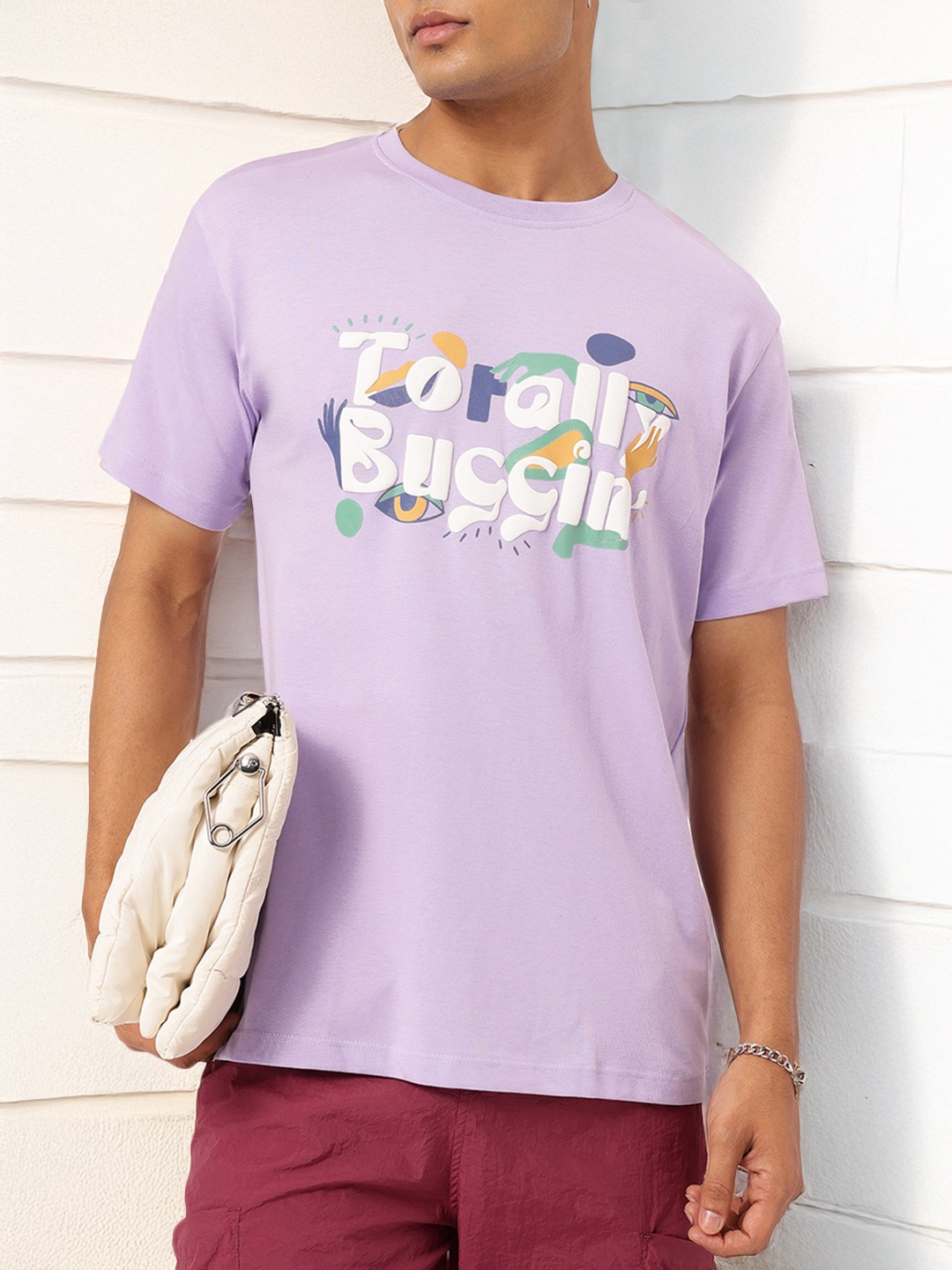 

Kook N Keech Elevated Basics Printed Regular Fit T-shirt, Lavender