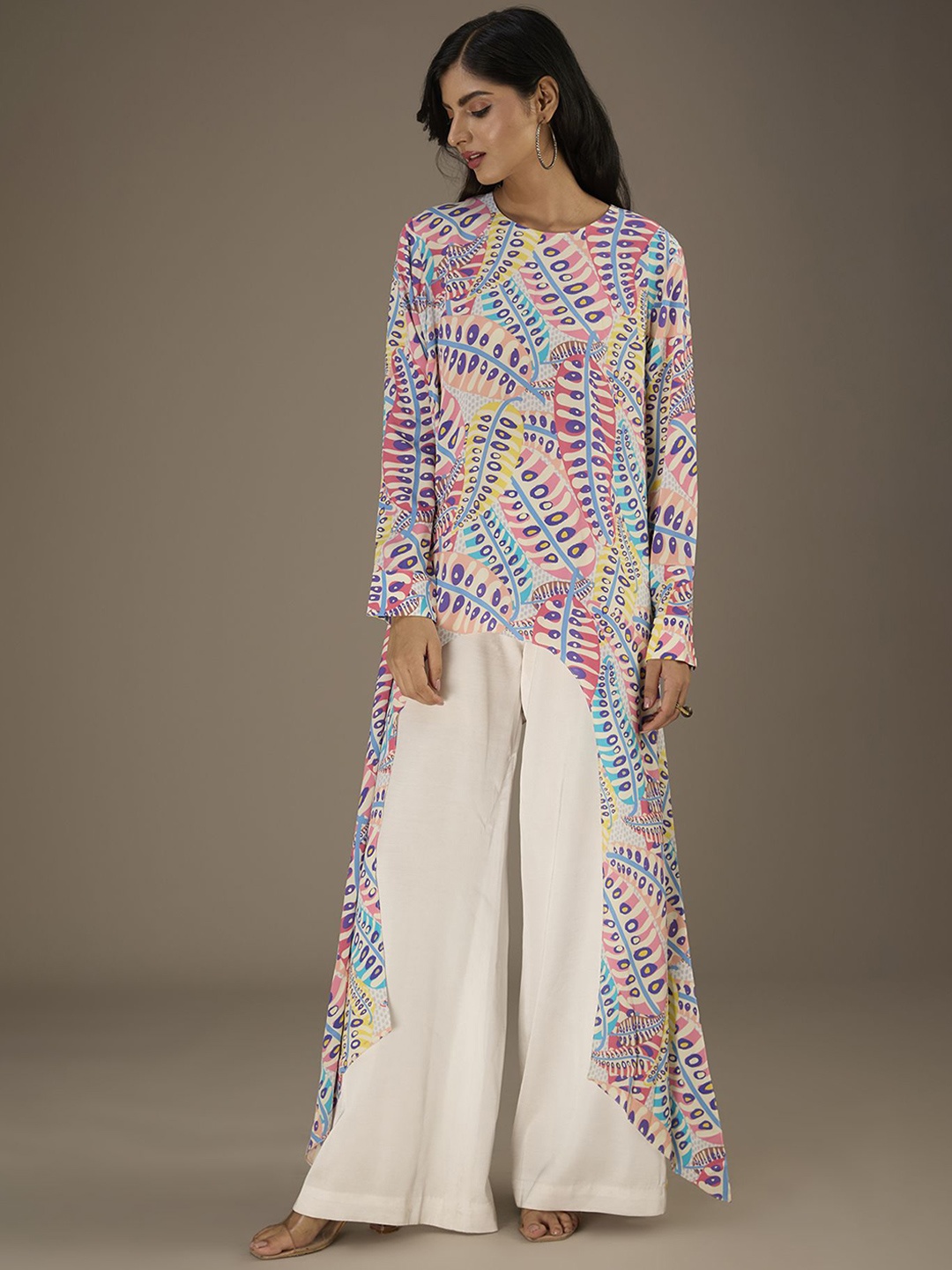 

PS PRET BY PAYAL SINGHAL Women Printed Tunic With Side Tail, White
