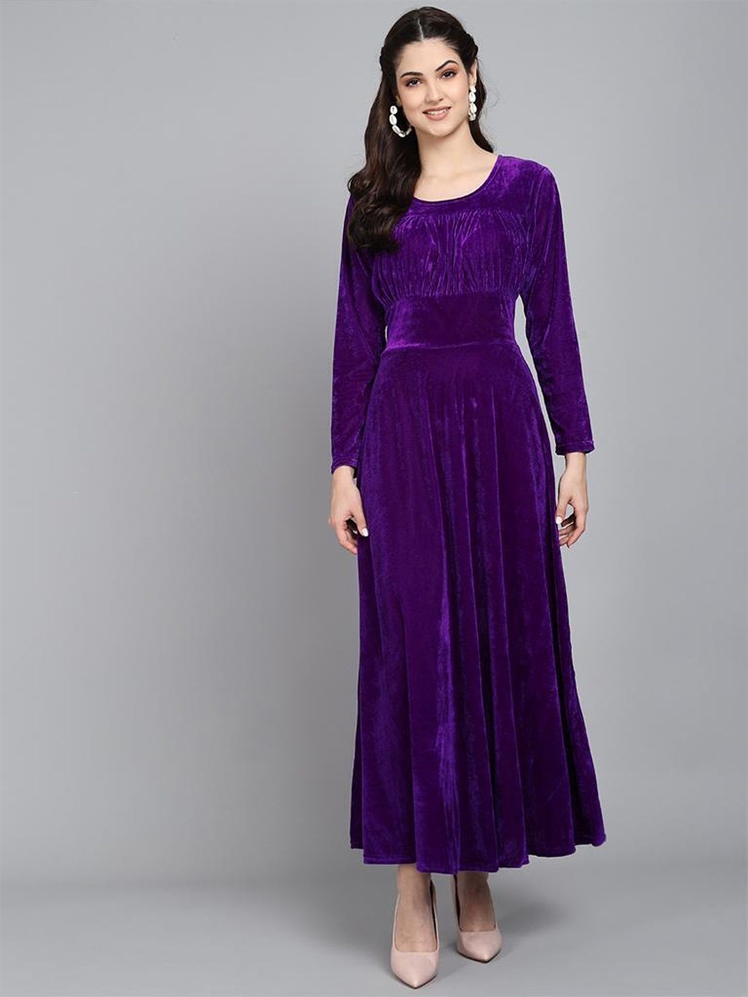 

WESTCHIC Velvet A-Line Maxi Dress, Purple