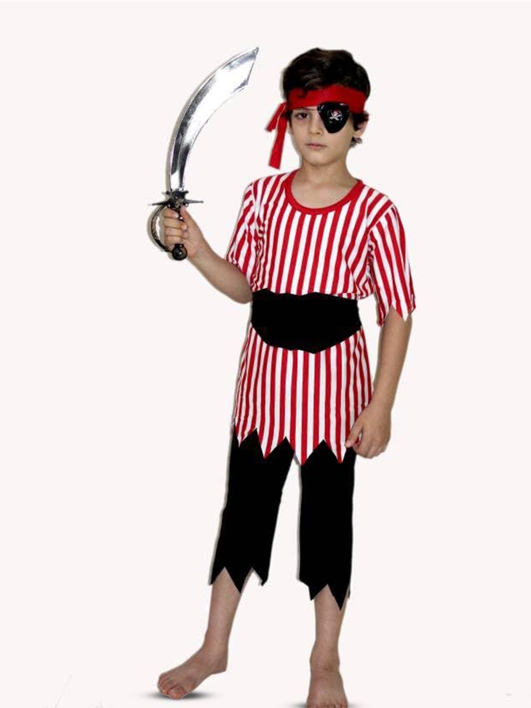 

Kaku Fancy dresses Boys Striped Halloween Cosplay Sea Pirates Costume T-Shirt & Trouser, Red