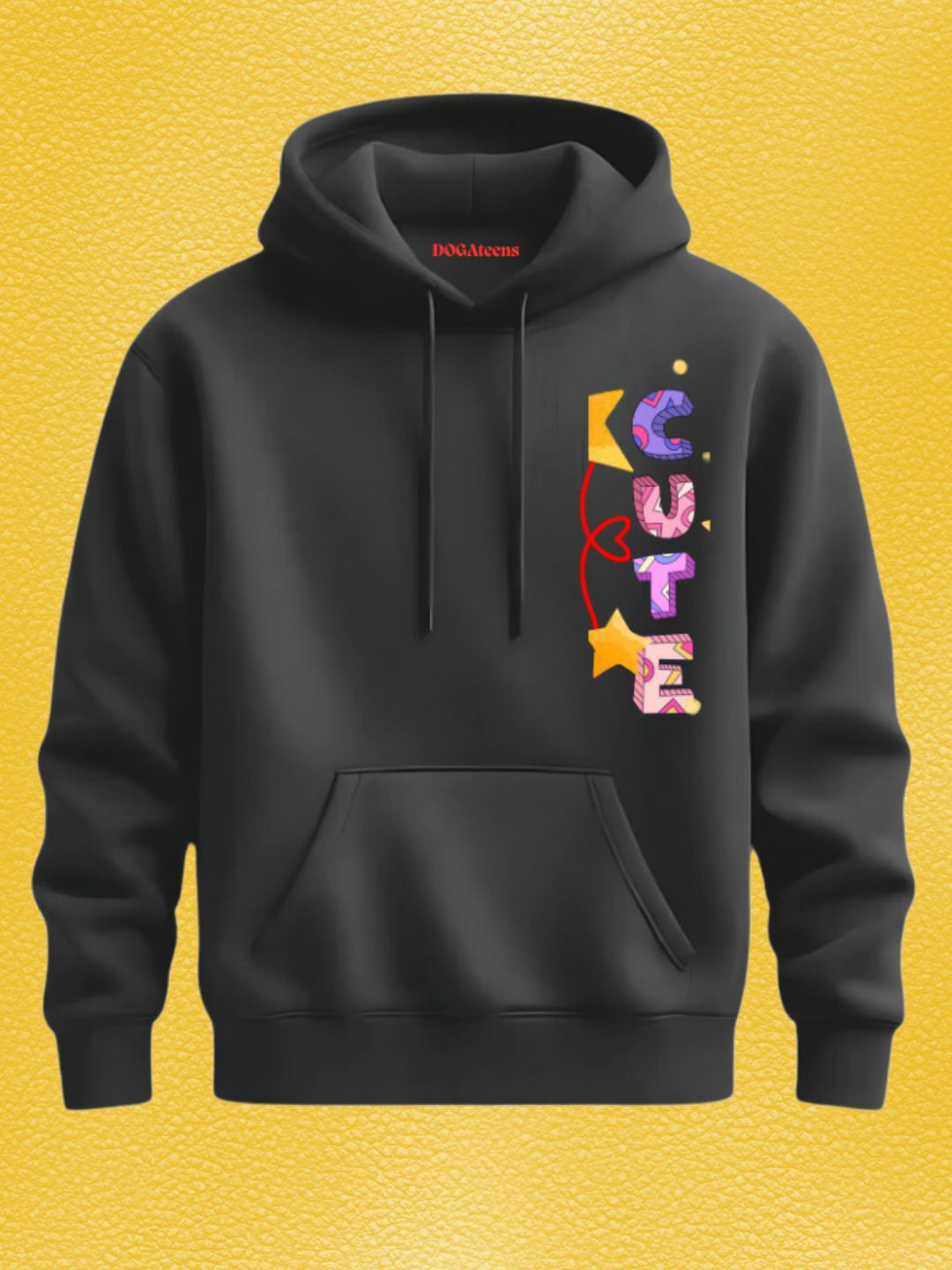 

DOGAteens Women Printed Hooded Pullover Sweatshirt, Black