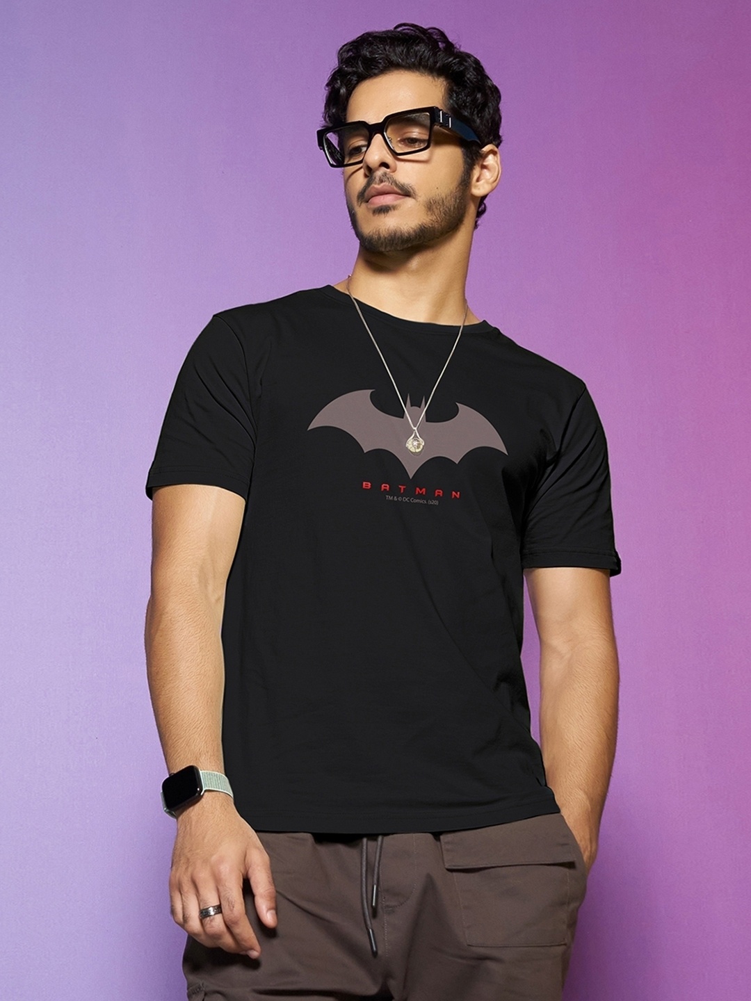 

Bewakoof Official Dc Merchandise Batman Outline Logo T-Shirt, Black