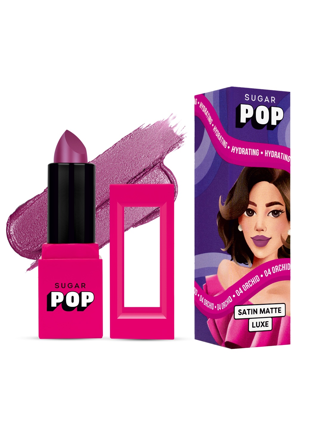 

SUGAR POP Satin Matte Luxe Long Lasting Lipstick 3g - Orchid 04, Purple