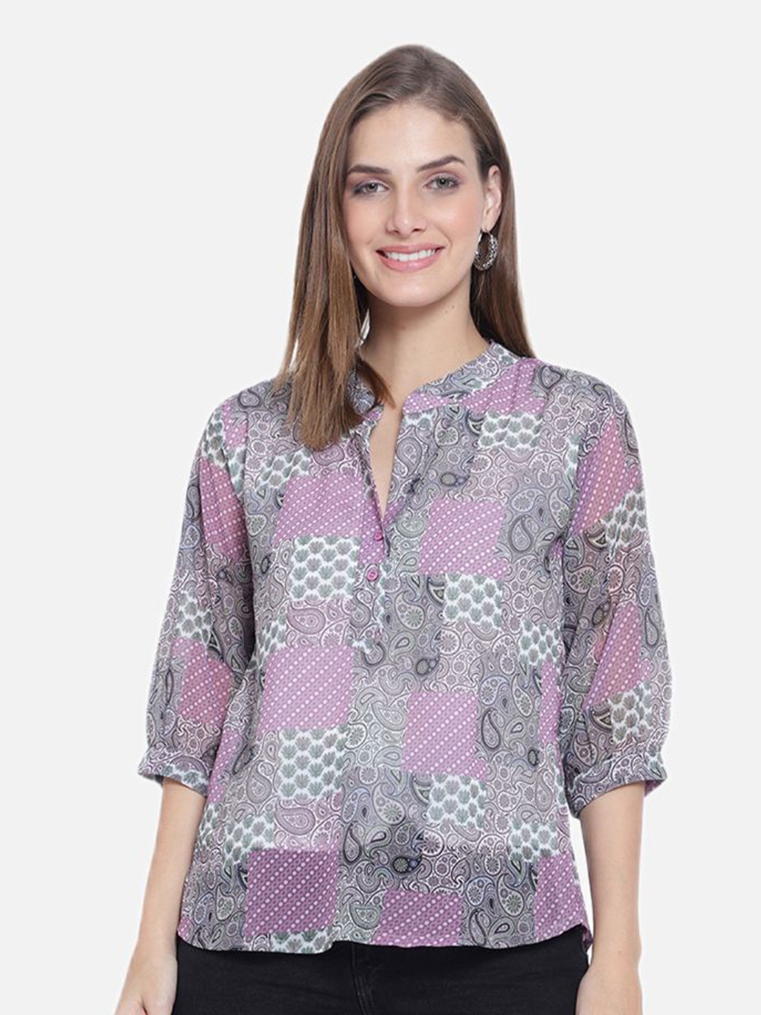 

Moda Rapido Women Printed Shirt Style Top, Purple
