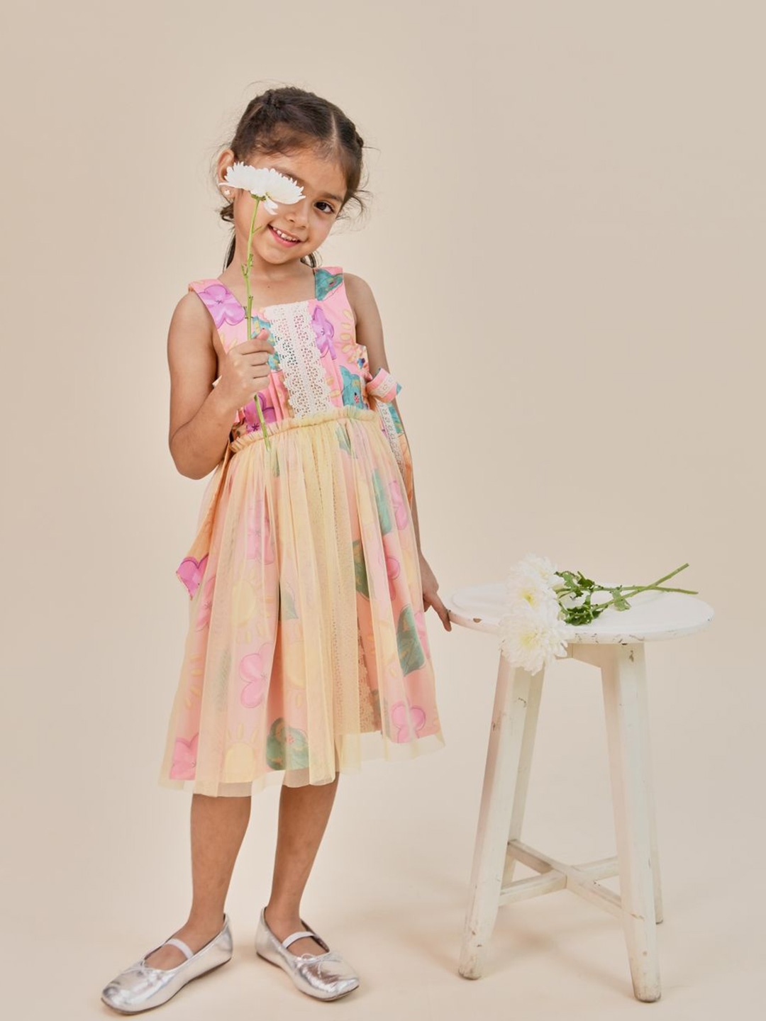 

Little Shiro Girls Floral Printed The Dorothy Cotton Fit and Flare Dress, Pink