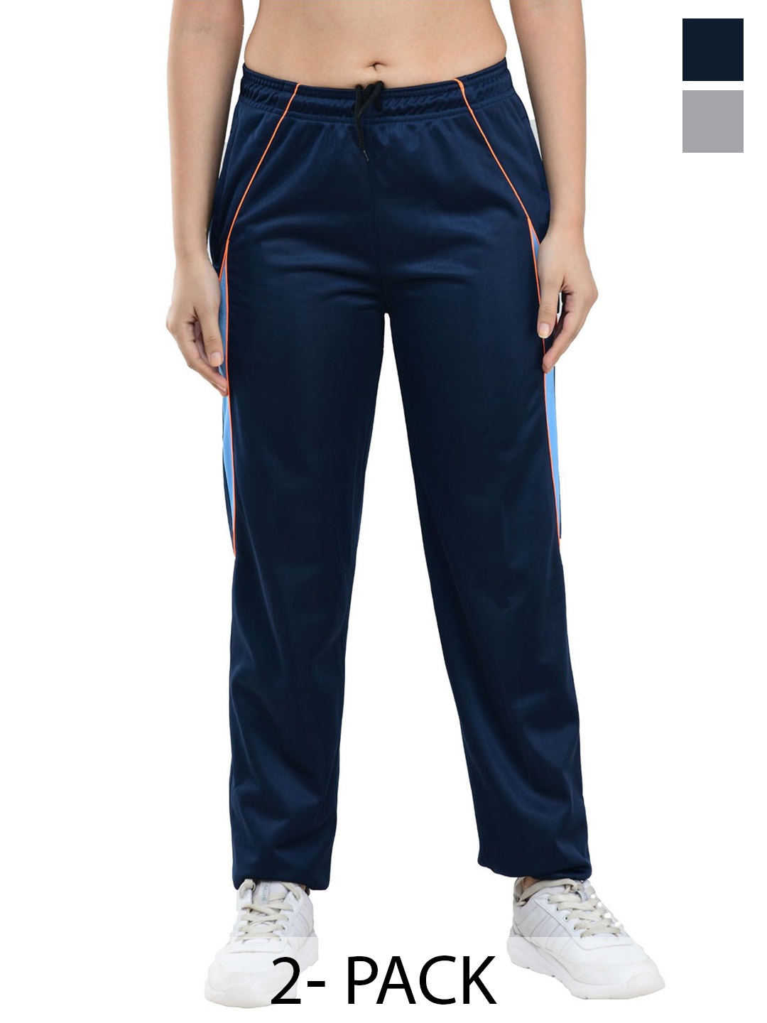 

IndiWeaves Women Pack Of 2 Mid Rise Track Pants, Blue