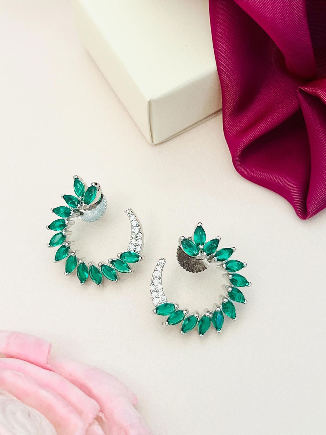 

ABDESIGNS Silver-Plated American Diamond Studs