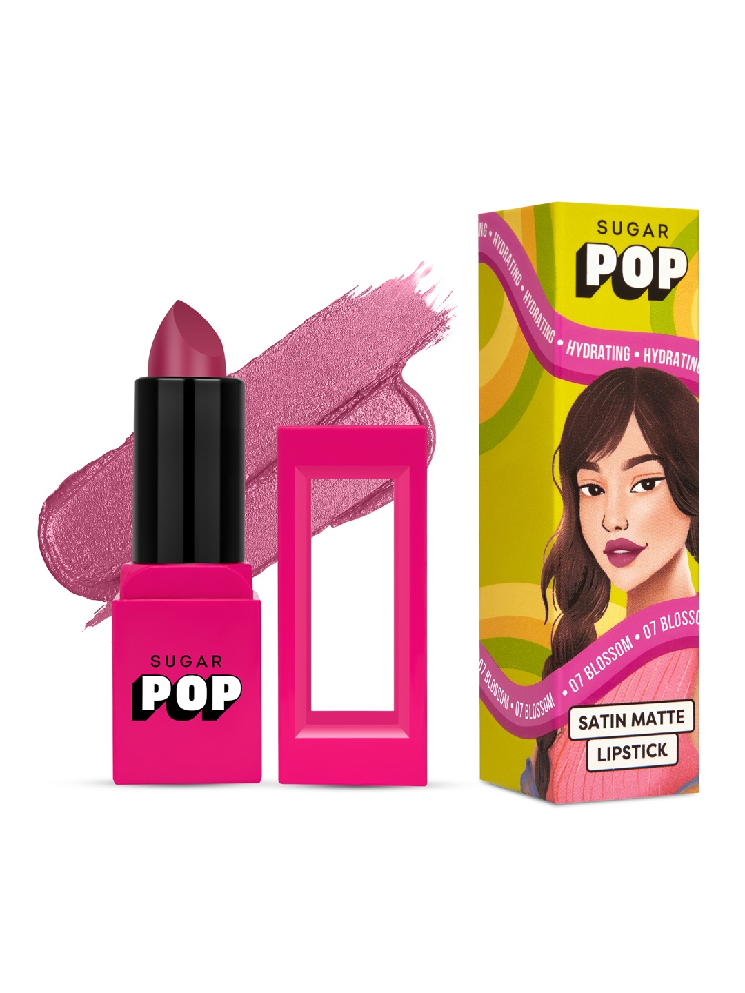 

SUGAR POP Hydrating Satin Matte Lipstick Infused with Vitamin E & Shea Butter - Blossom 07, Pink