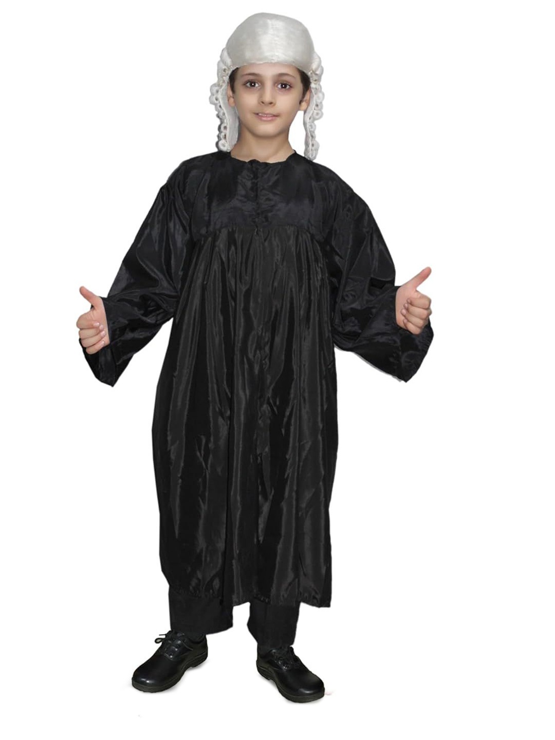 

Kaku Fancy dresses Kids Our Community Helper Judge Costume Coat With Wig, Black