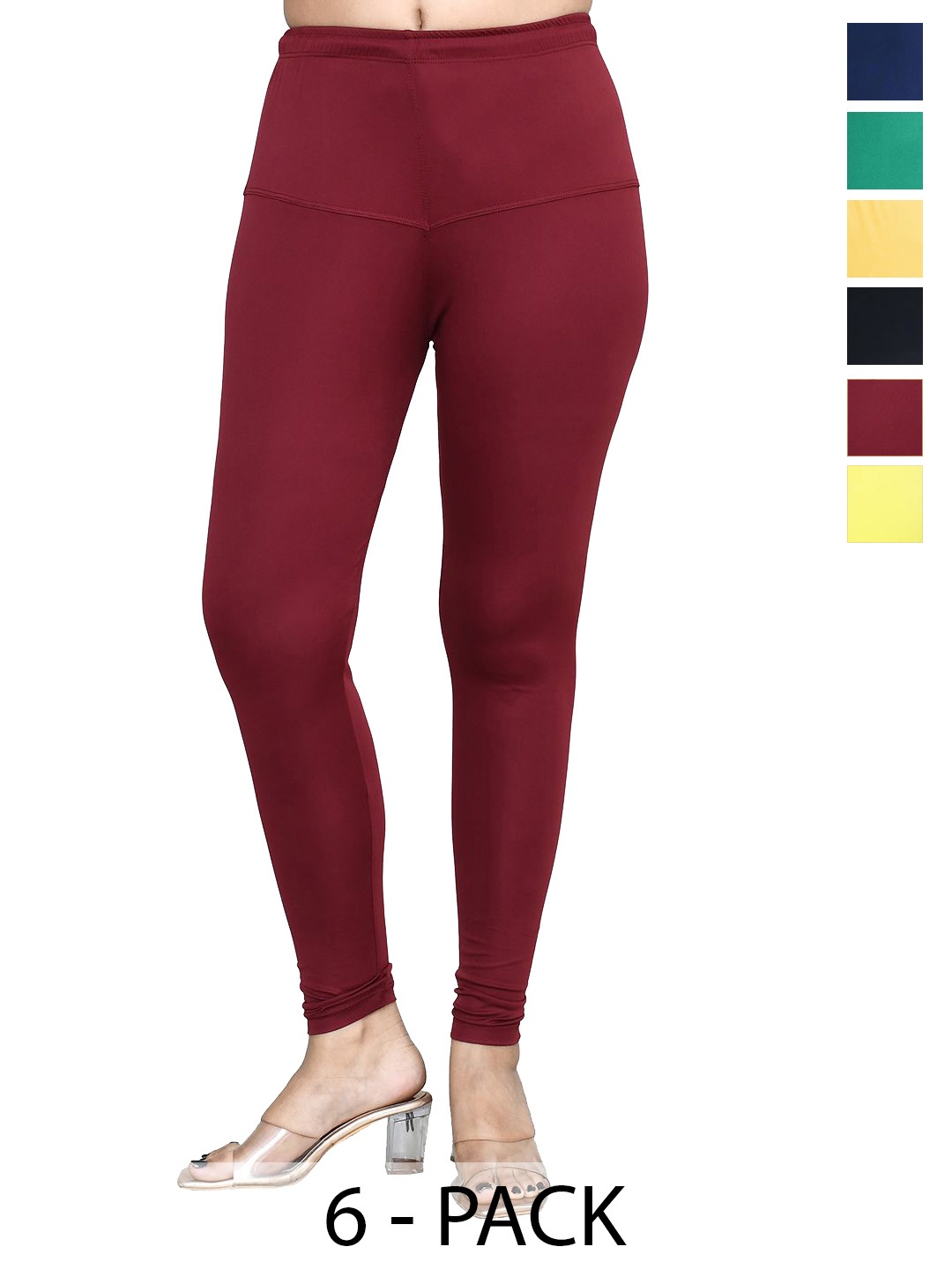 

RAPL Women Pack of 6 Cotton Blend Breathable Churidar Length Leggings, Yellow