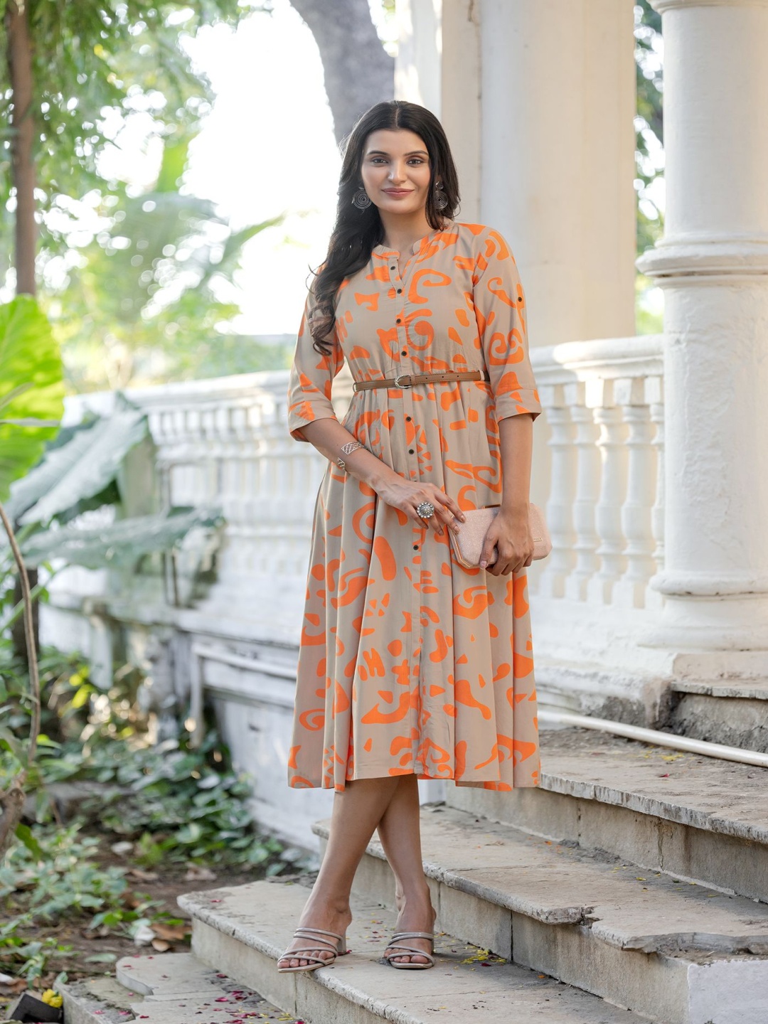 

MITTOO Women Kurta, Orange