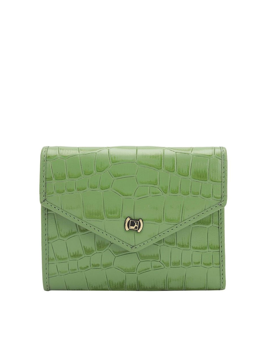 

Da Milano Women Textured Leather Three Fold Wallet, Green