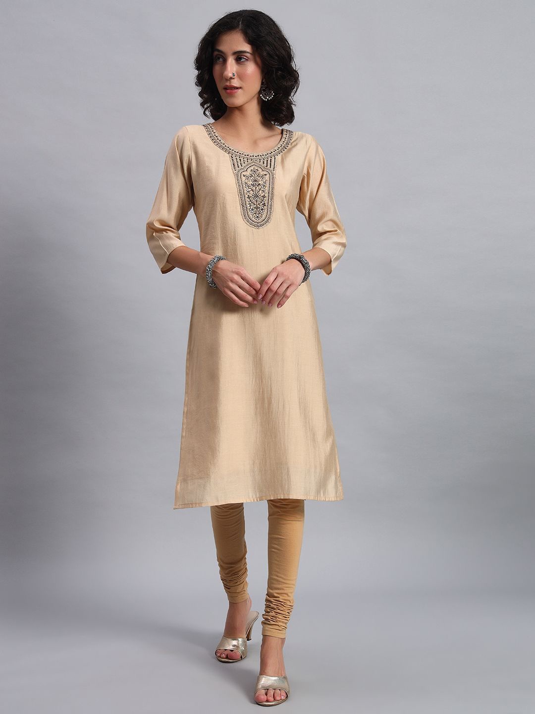 

BANJANAN Women Round Neck Tunic, Camel brown