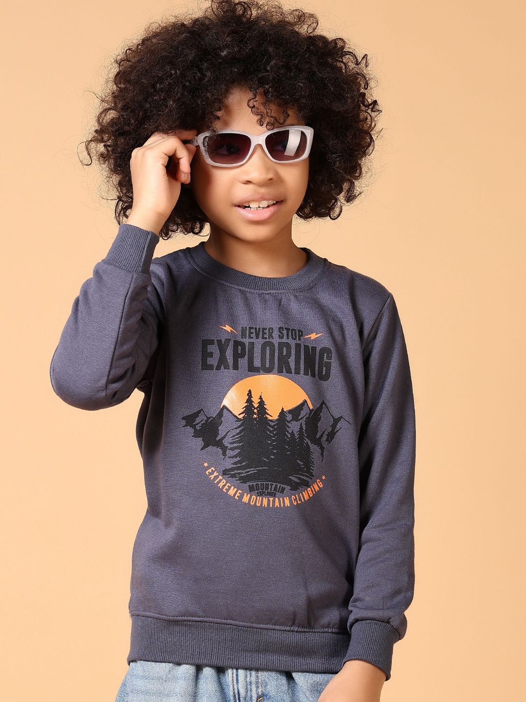 

V-Mart Boys Cotton Round Neck Sweatshirt, Grey