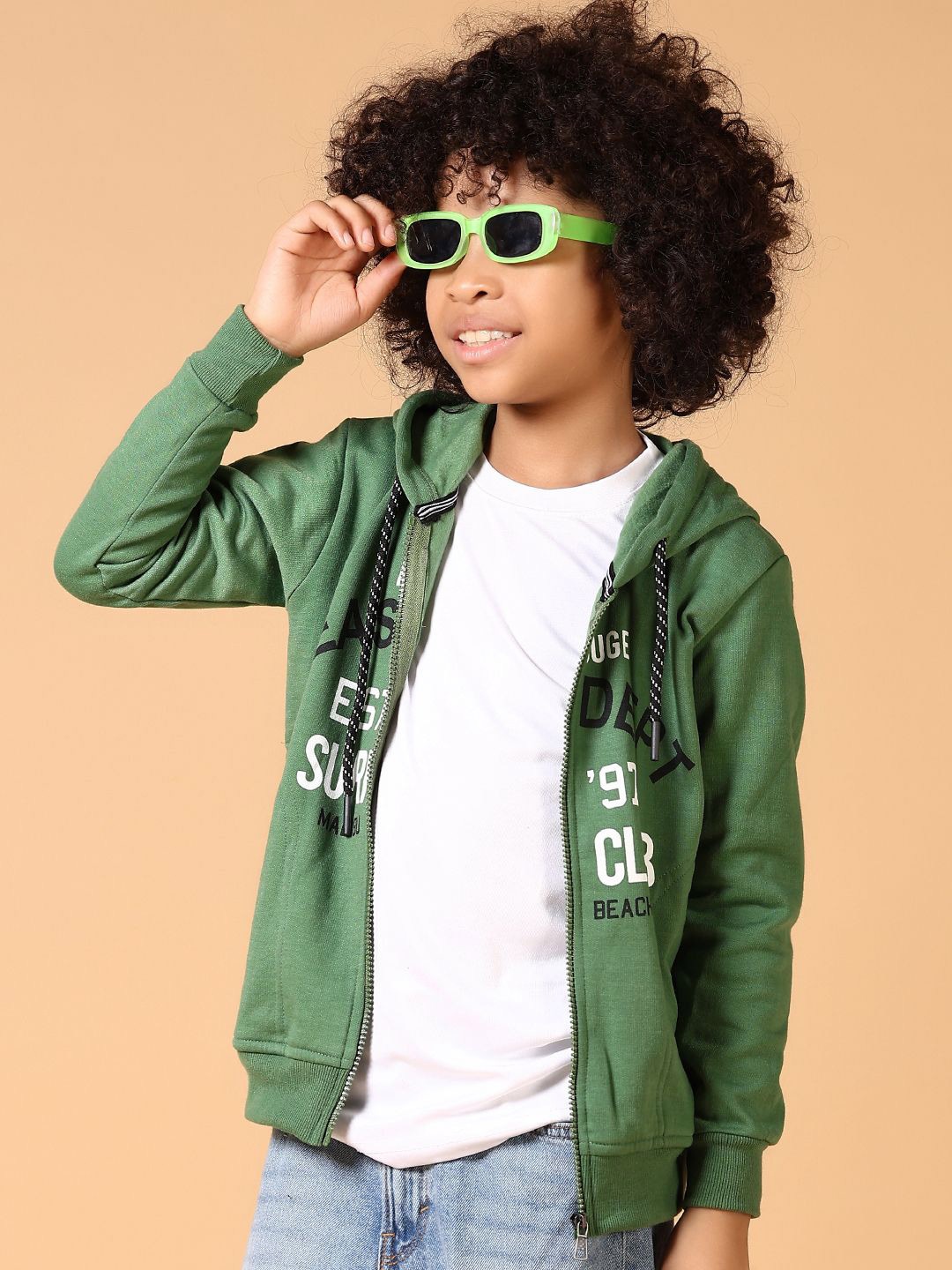 

V-Mart Boys Typography Printed Cotton Sweatshirt, Green