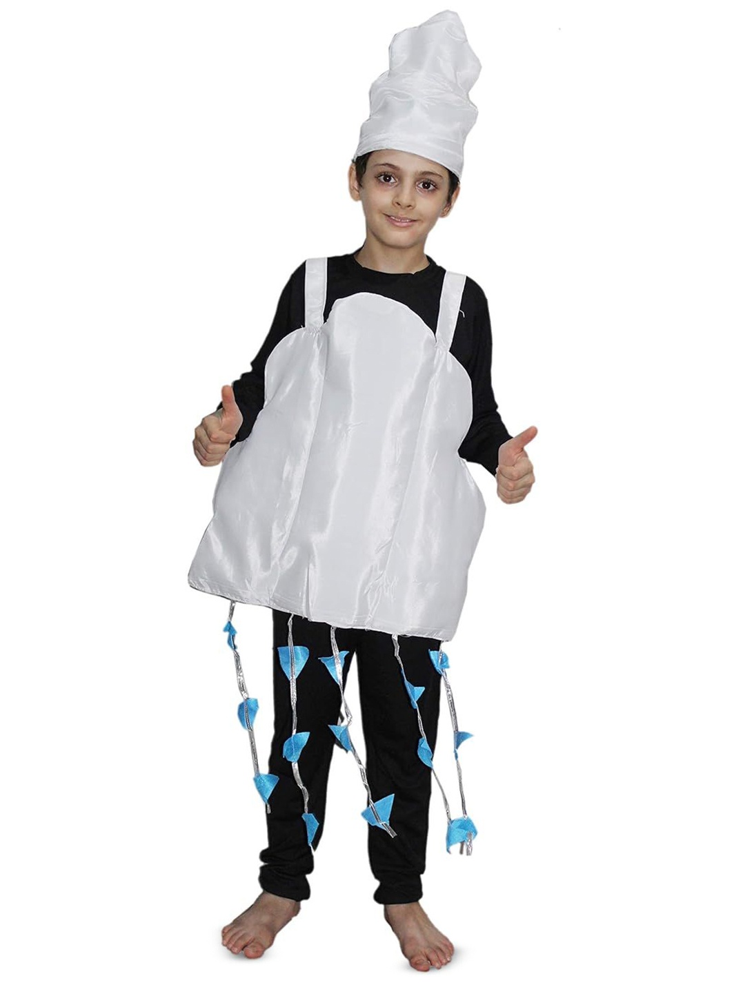 

Kaku Fancy dresses Kids Nature Theme Cloud Costume Cloud Cutout With Jumpsuit & Cap, White