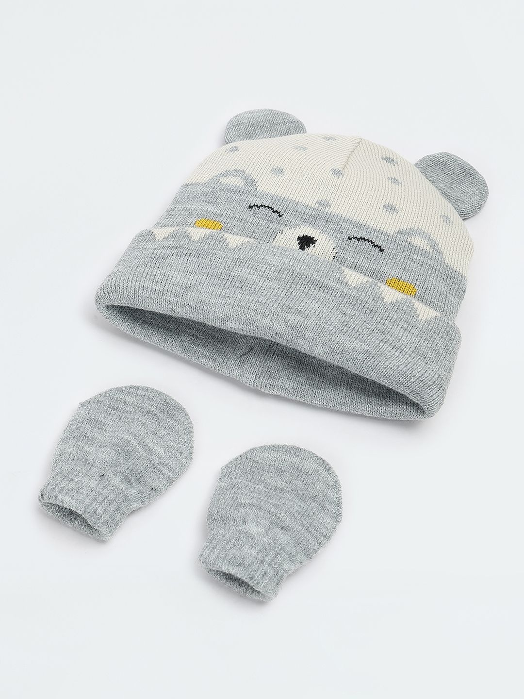 

max Boys Pack Of 2 Knitted Mittens & Beanie, Grey