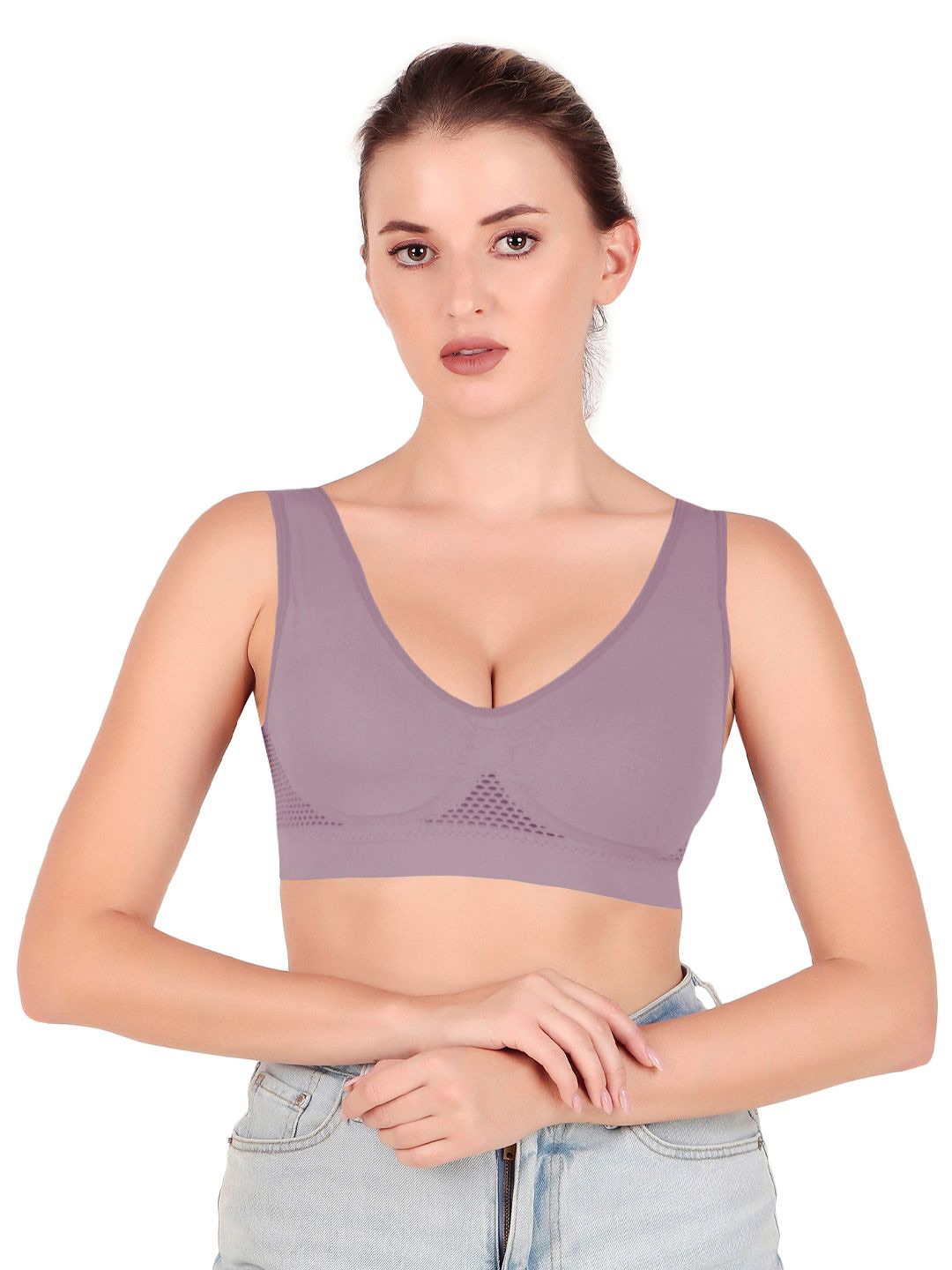 

Secret Lives Women Full Coverage Lightly Padded Sports Bra, Purple