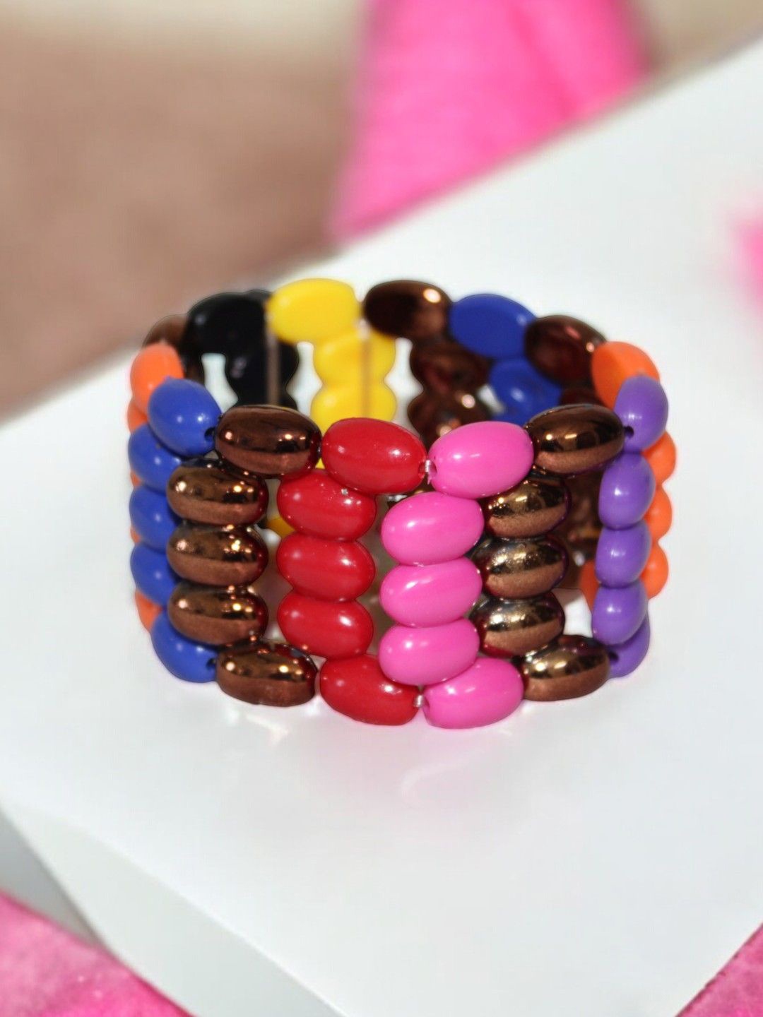 

Jolly Faces Women Wraparound Bracelet, Red