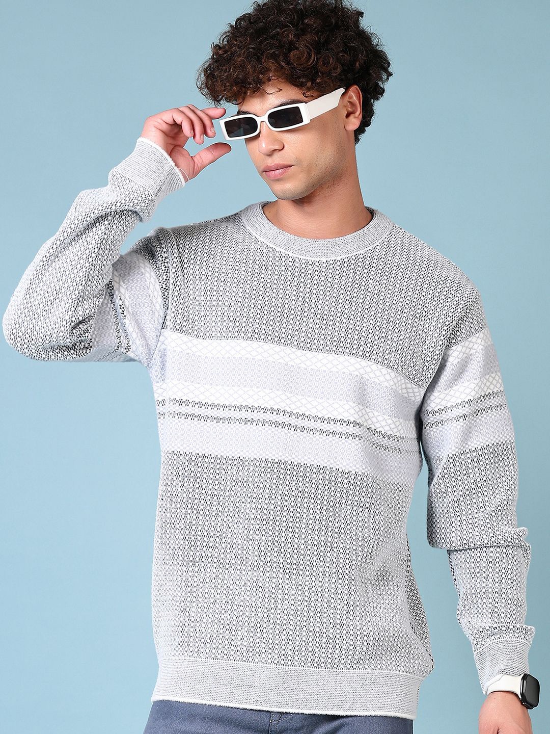 

V-Mart Men Cable Knit Pullover Sweater, Grey