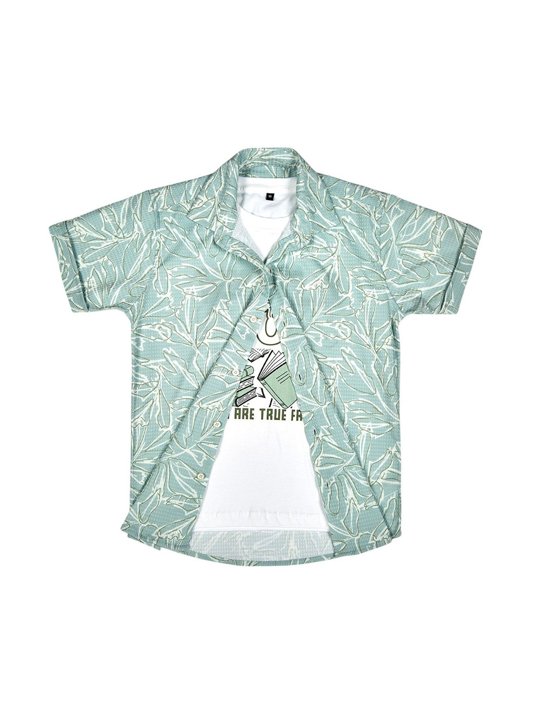 

CAVIO Boys Comfort Fit Floral Printed Cotton Casual Shirt, Green