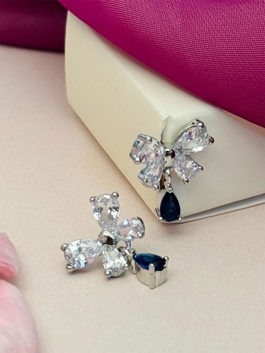 

ABDESIGNS Silver Plated American Diamond Studs