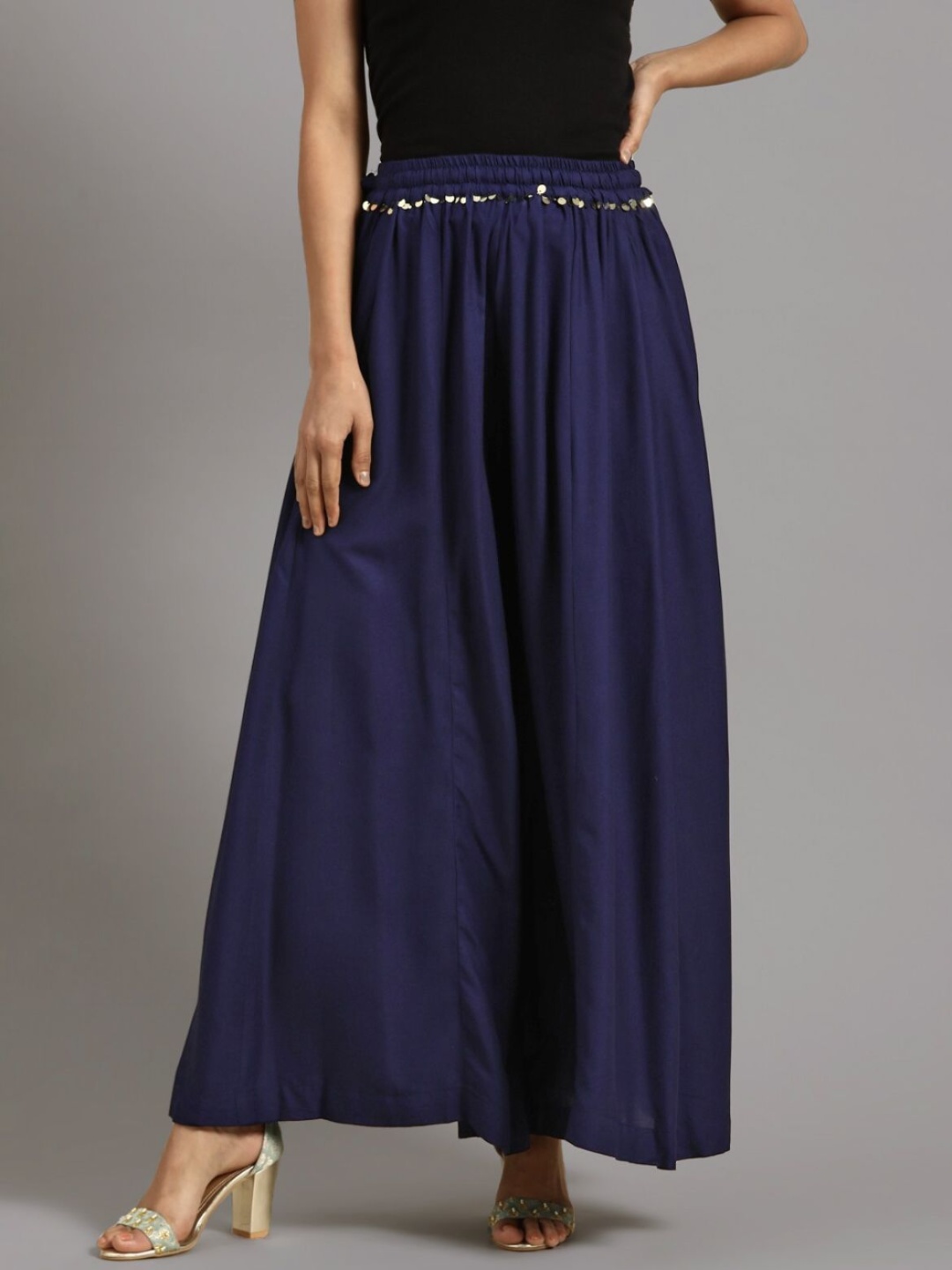 

Moda Rapido Women Pleated Trousers, Blue
