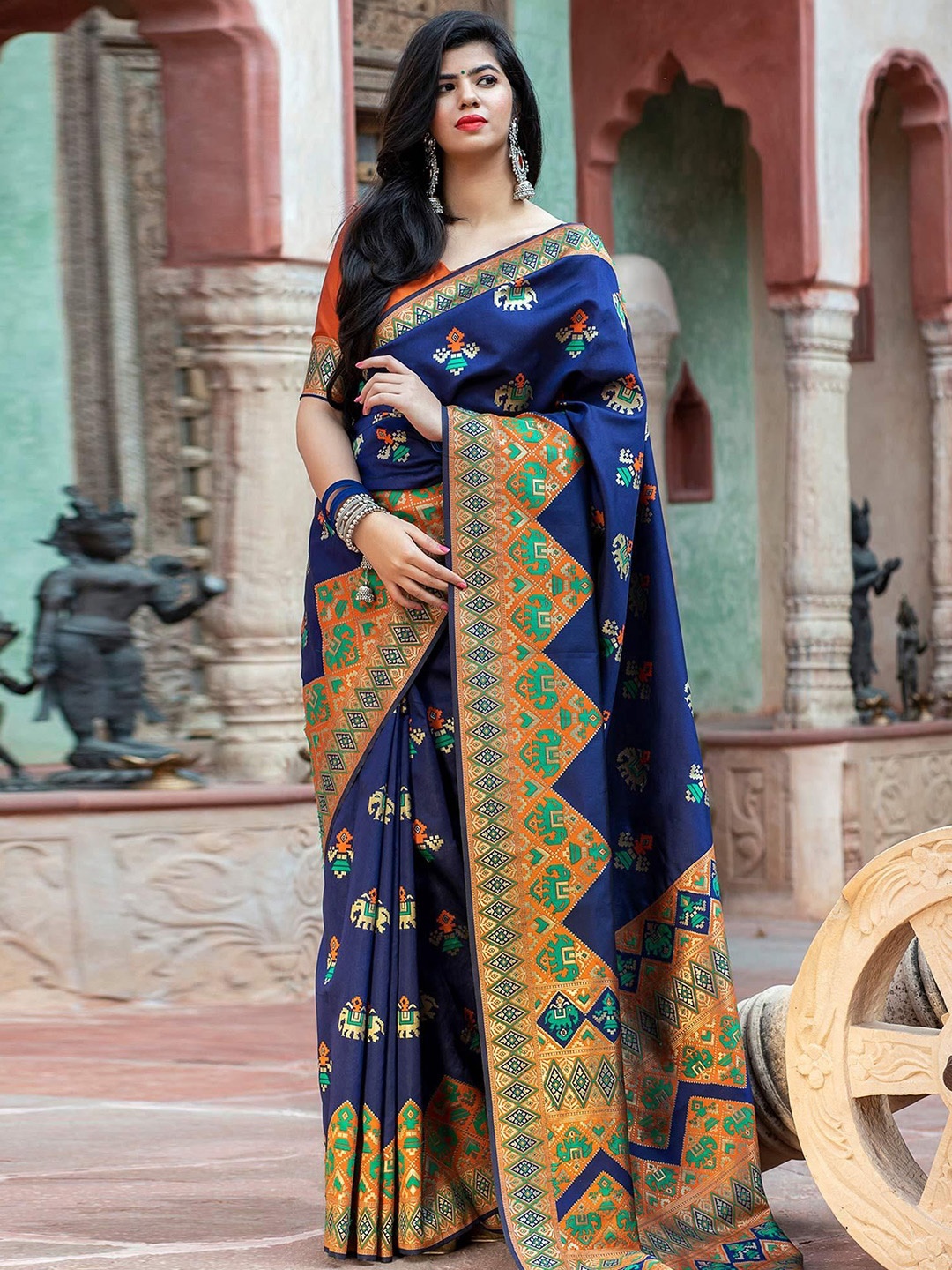 

Peachmode Woven Design Art Silk Saree, Blue