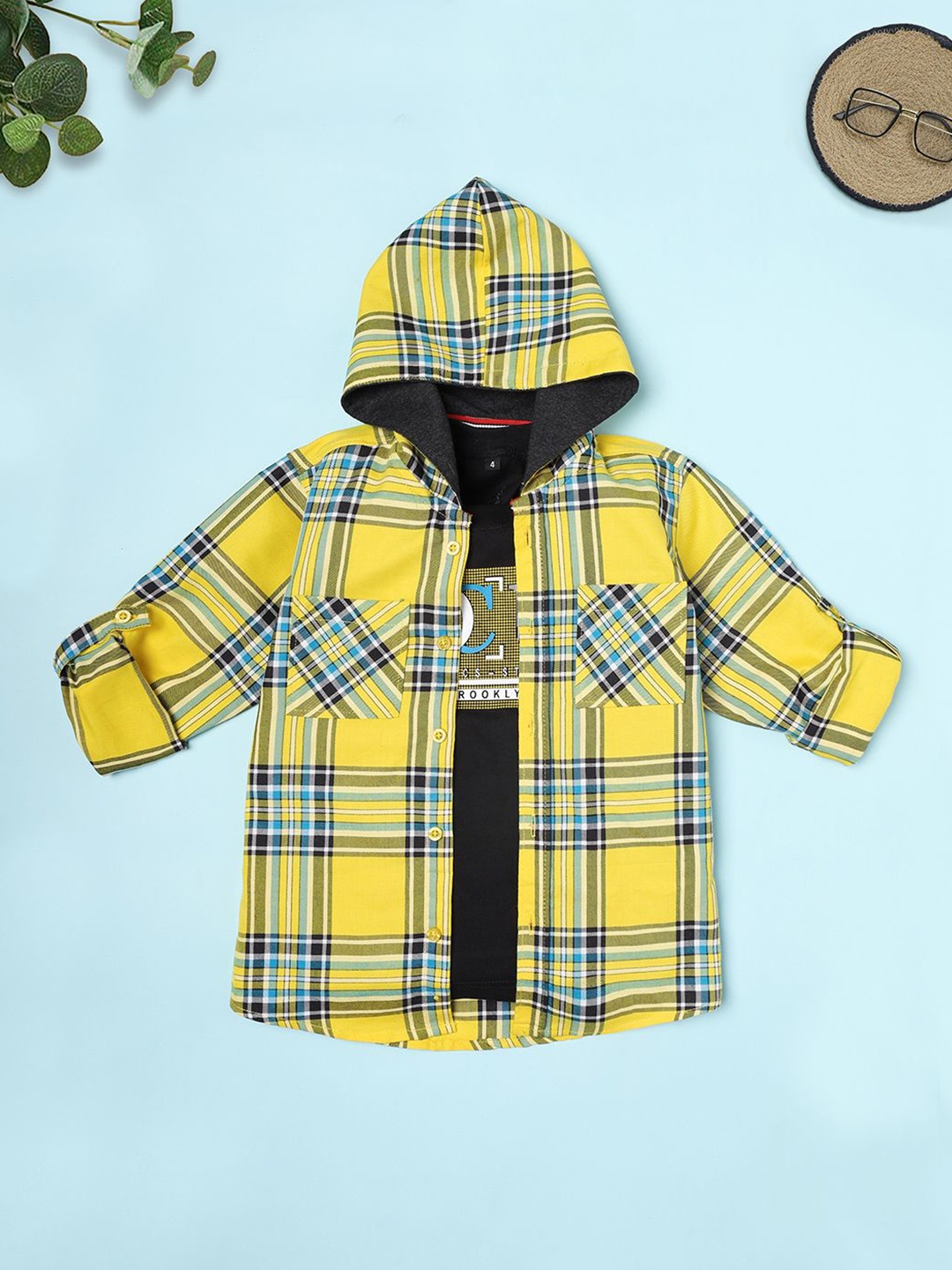 

Ridokidz Boys Tartan Checked Cotton Casual Shirt, Yellow