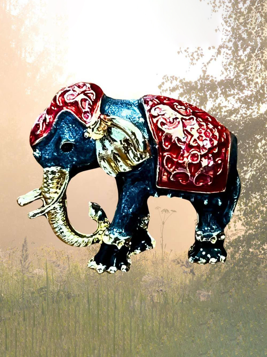 

The Tie Hub Men Enamel Elephant Brooch, Red