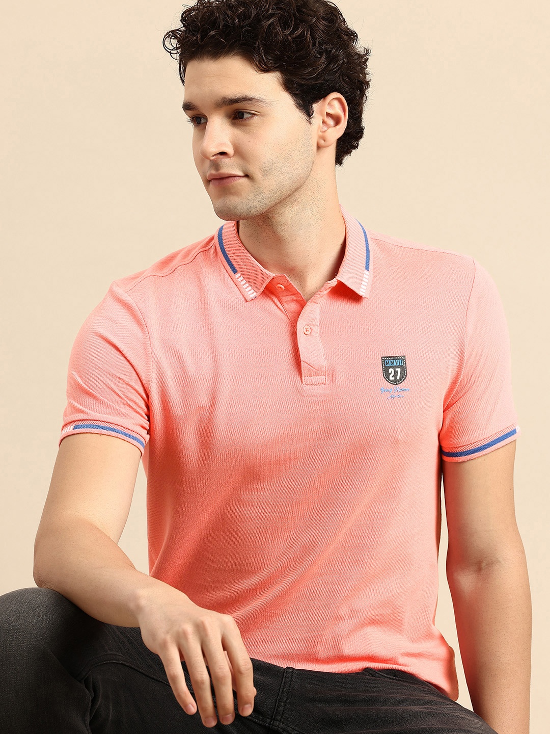 

Being Human Polo Collar Pure Cotton T-shirt, Pink