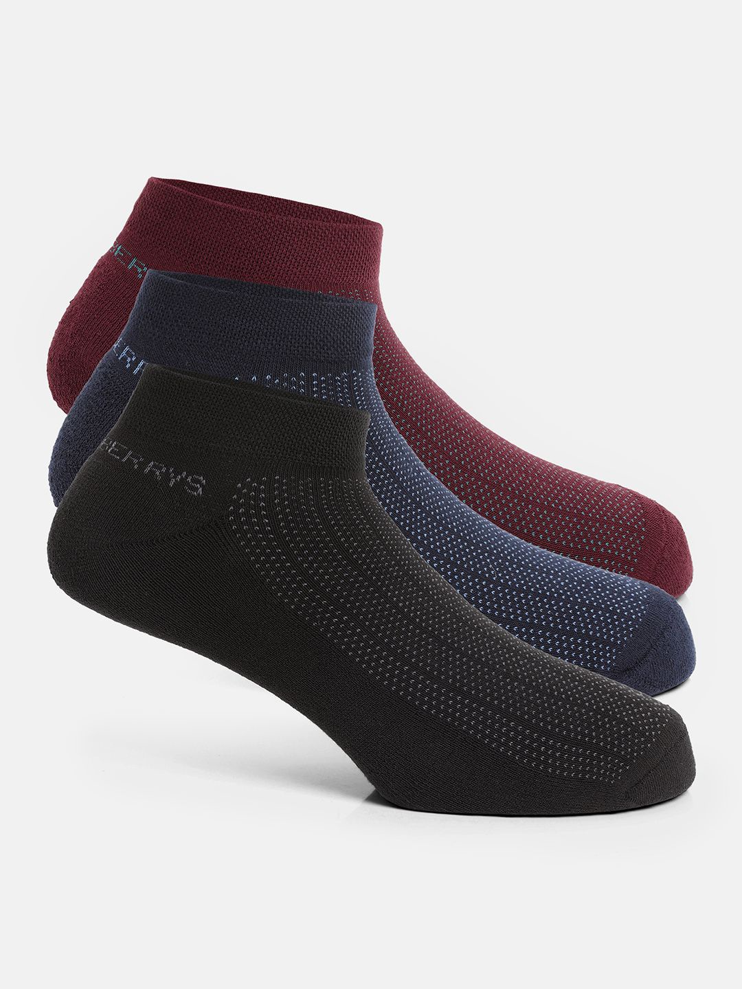

Blackberrys Men Pack Of 3 Patterned Cotton Ankle-Length Socks, Black