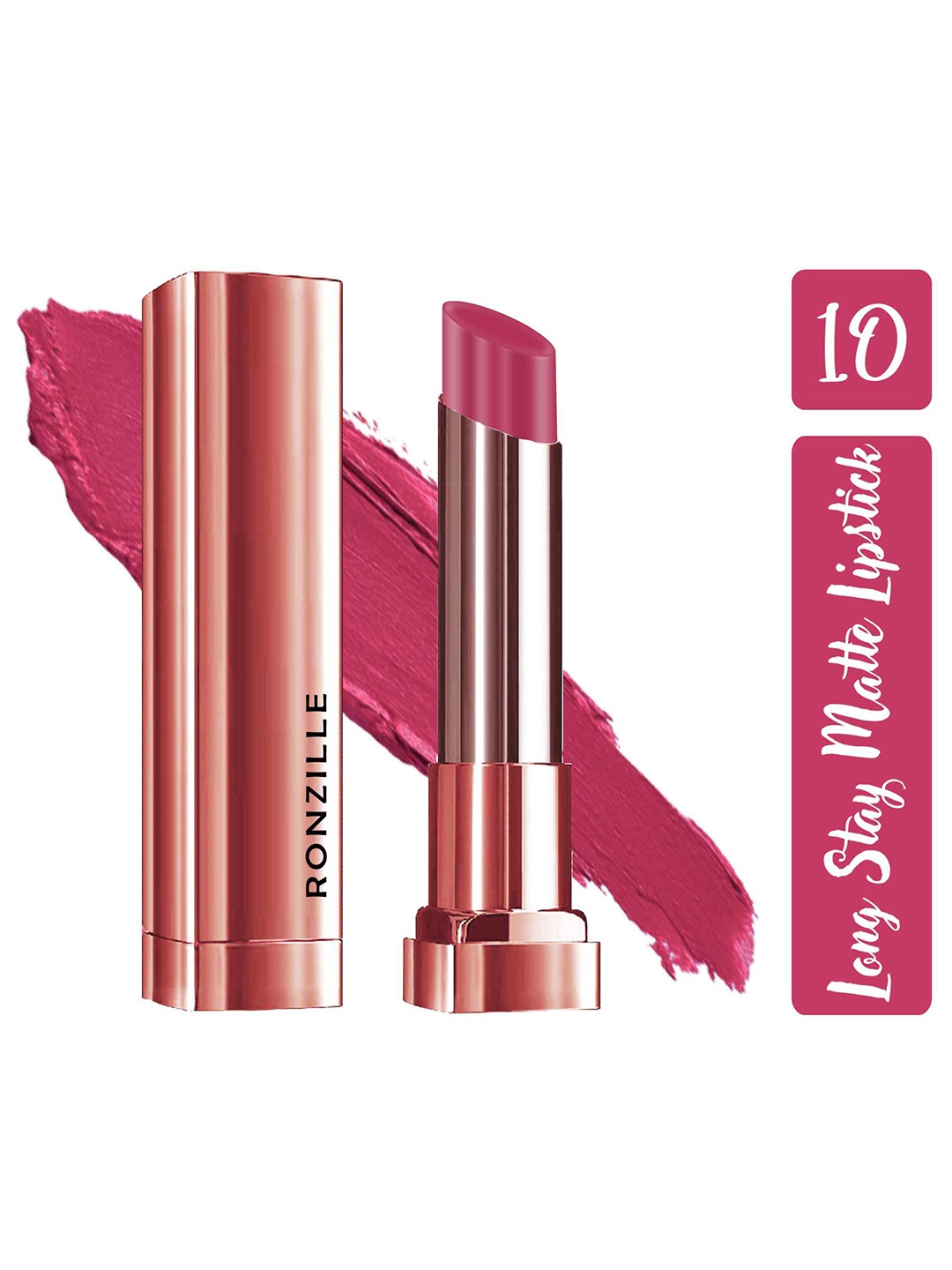 

Ronzille Non Drying & Lightweight Long Stay Matte Lipstick - Iron Stone 10, Pink