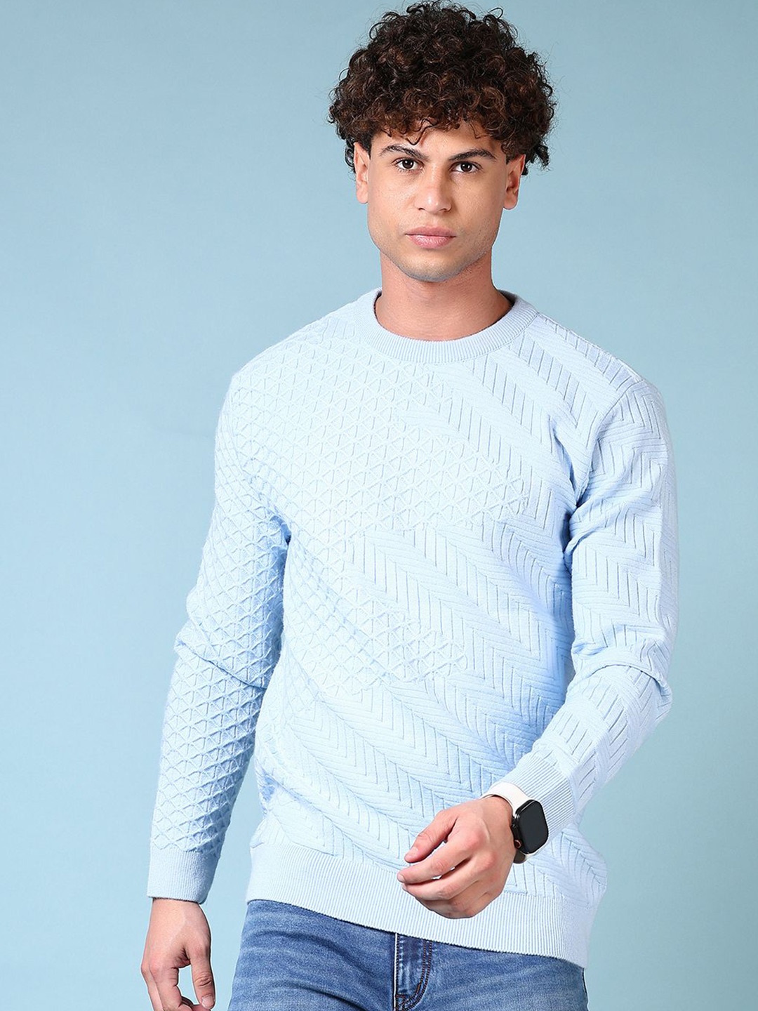 

V-Mart Men Cable Knit Pullover Sweater, Blue