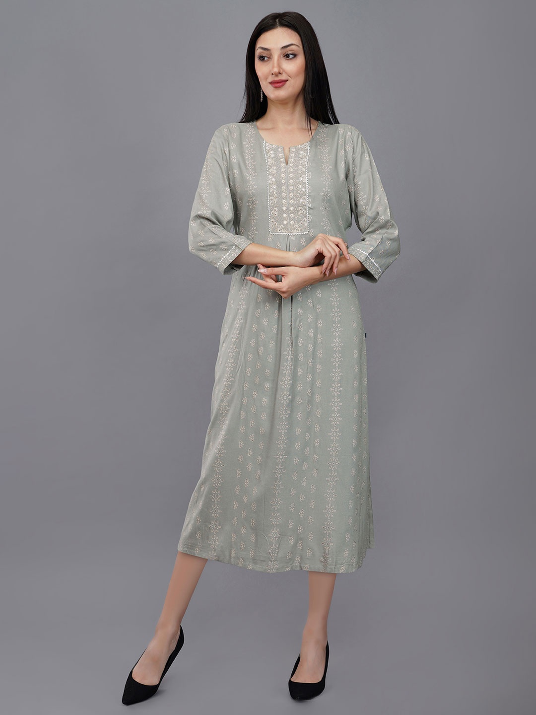 

Avaasa Buy Shruthi Printed A-Line Kurta, Olive