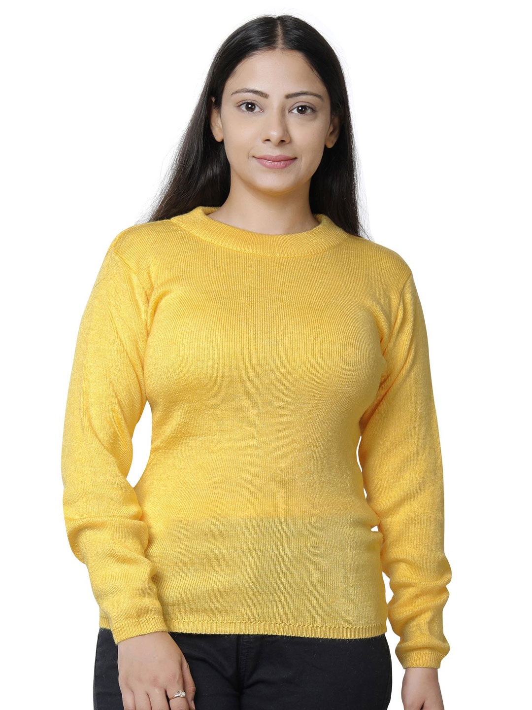 

IndiWeaves Women Woollen Pullover with Applique Detail, Yellow