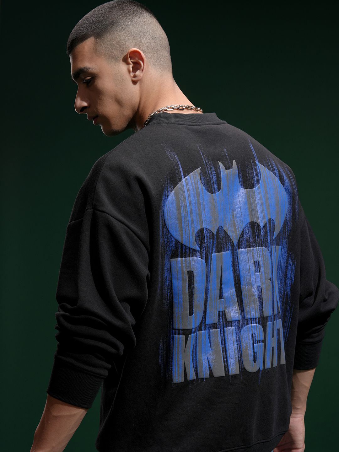 

HIGHLANDER Warner Bros Batman Men Drop Shoulder Oversized Sweatshirt, Black